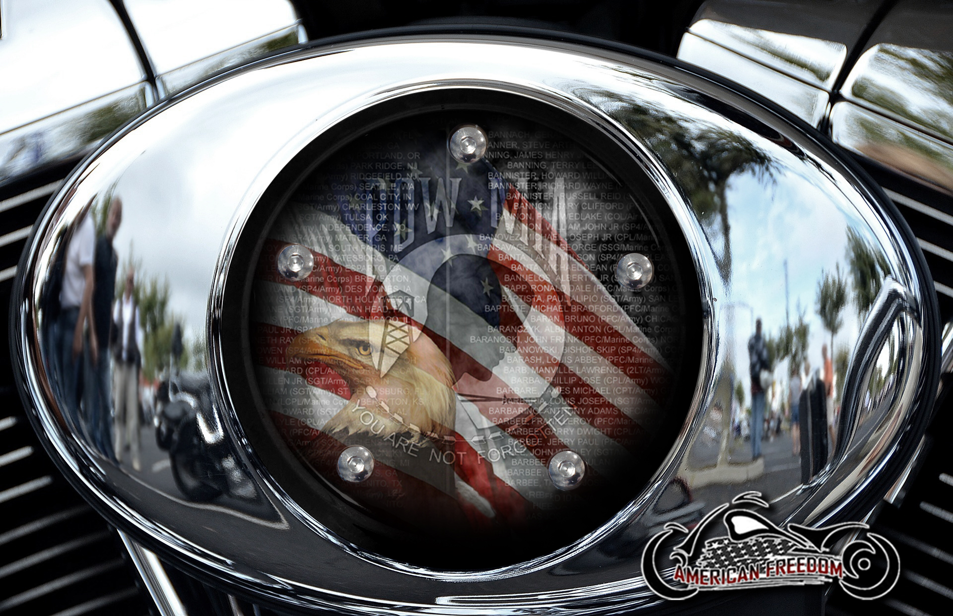 Harley Air Cleaner Cover - POW MIA Memorial Eagle